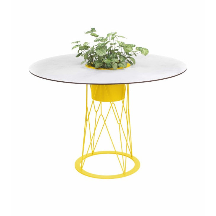 ATAMAN MESH-Gartentisch Rund rund aus pulverbeschichtetem Edelstahl-zinkgelb-vorne