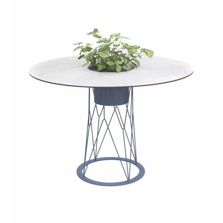 ATAMAN MESH-Gartentisch Rund rund aus pulverbeschichtetem Edelstahl-taubenblau-vorne