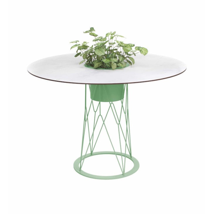 ATAMAN MESH-Gartentisch Rund rund aus pulverbeschichtetem Edelstahl-weissgrün-vorne