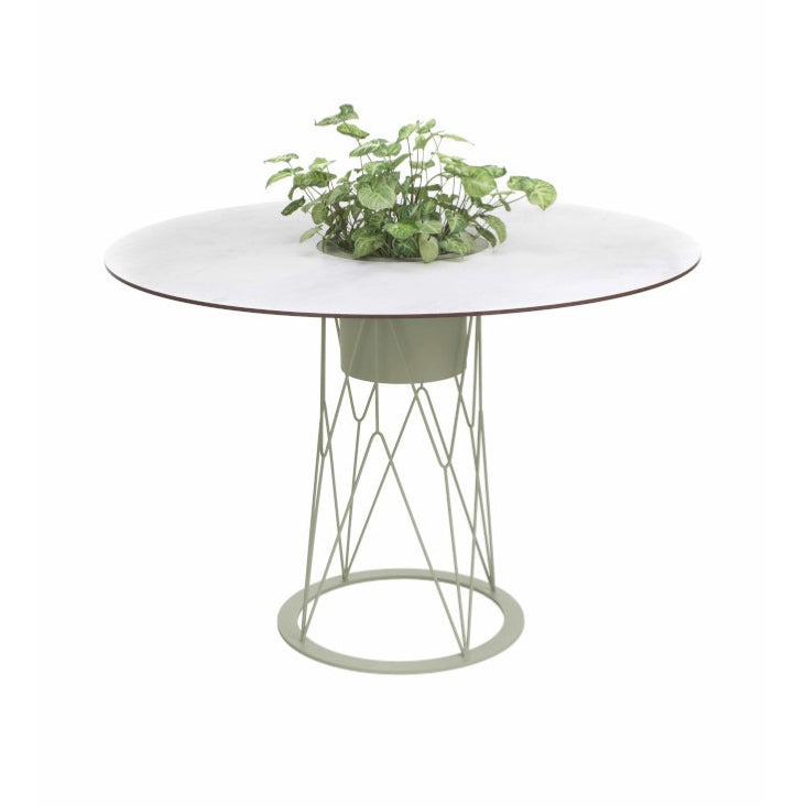 ATAMAN MESH-Gartentisch Rund rund aus pulverbeschichtetem Edelstahl-kieselgrau-vorne