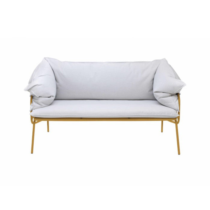 ATAMAN MESH 2er Gartensofa- für Garten aus pulverbeschichtetem Edelstahl-ockergelb-vorne