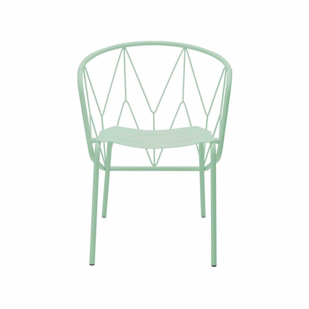 ATAMAN MESH-Gartenstuhl-mit Stahlgitter-hellgrün-vorne