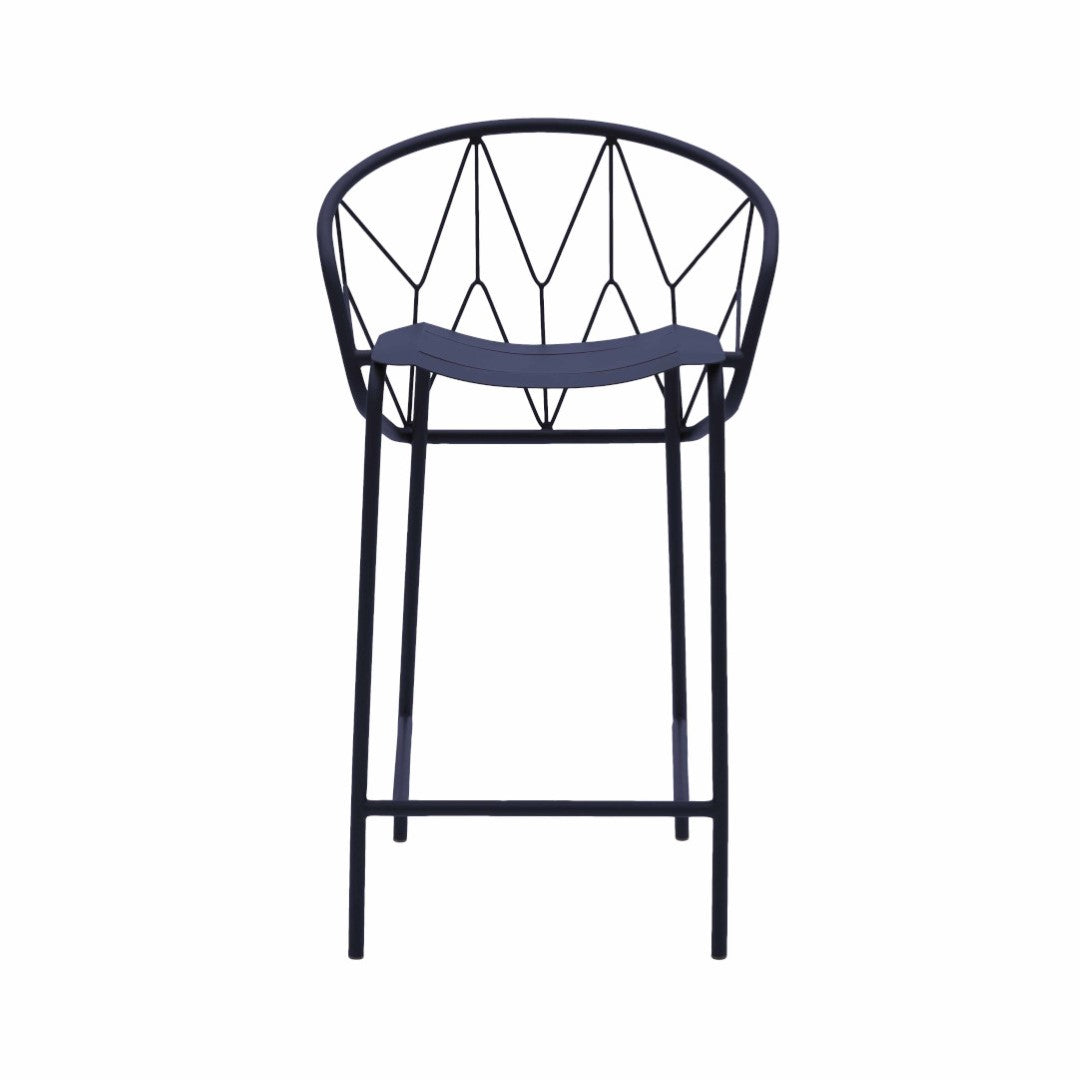 ATAMAN MESH-Barhocker-aus pulverbeschichtetem Edelstahl und einem Stahlgeflecht-saphirblau-vorne