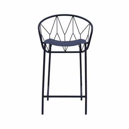 ATAMAN MESH-Barhocker-aus pulverbeschichtetem Edelstahl und einem Stahlgeflecht-saphirblau-vorne
