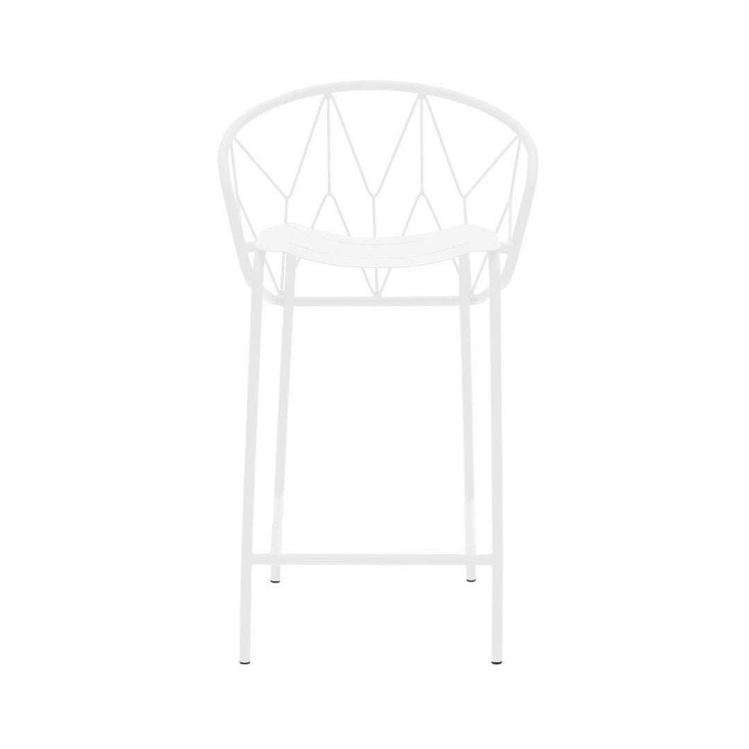 ATAMAN MESH-Barhocker-aus pulverbeschichtetem Edelstahl und einem Stahlgeflecht-weiss-vorne