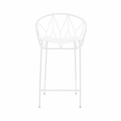 ATAMAN MESH-Barhocker-aus pulverbeschichtetem Edelstahl und einem Stahlgeflecht-weiss-vorne
