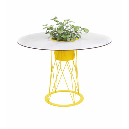 ATAMAN MESH-Gartentisch Rund rund aus pulverbeschichtetem Edelstahl-zinkgelb-vorne