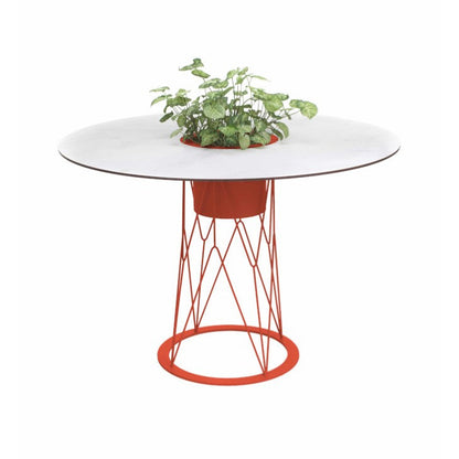 ATAMAN MESH-Gartentisch Rund rund aus pulverbeschichtetem Edelstahl-lachsrot-vorne