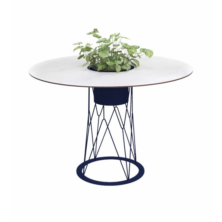 ATAMAN MESH-Gartentisch Rund rund aus pulverbeschichtetem Edelstahl-saphirblau-vorne