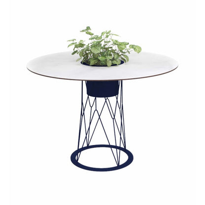 ATAMAN MESH-Gartentisch Rund rund aus pulverbeschichtetem Edelstahl-saphirblau-vorne