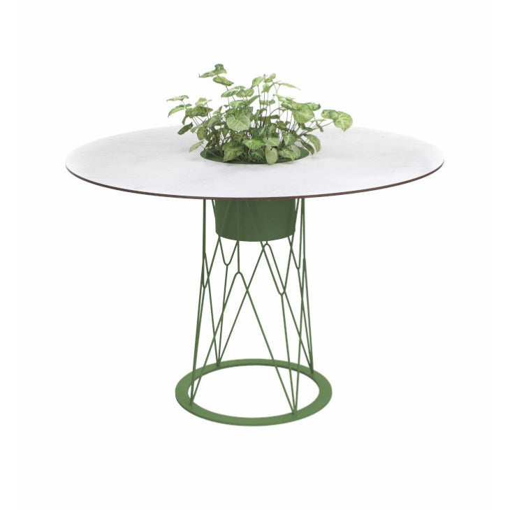 ATAMAN MESH-Gartentisch Rund rund aus pulverbeschichtetem Edelstahl-resedagrün-vorne