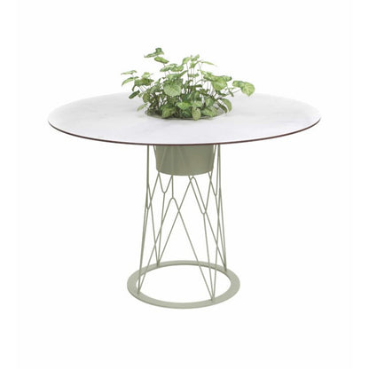 ATAMAN MESH-Gartentisch Rund rund aus pulverbeschichtetem Edelstahl-kieselgrau-vorne