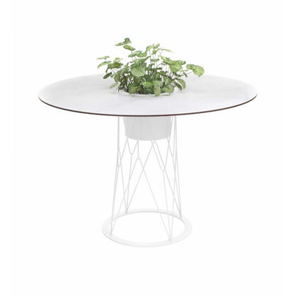 ATAMAN MESH-Gartentisch Rund rund aus pulverbeschichtetem Edelstahl-weiss-vorne