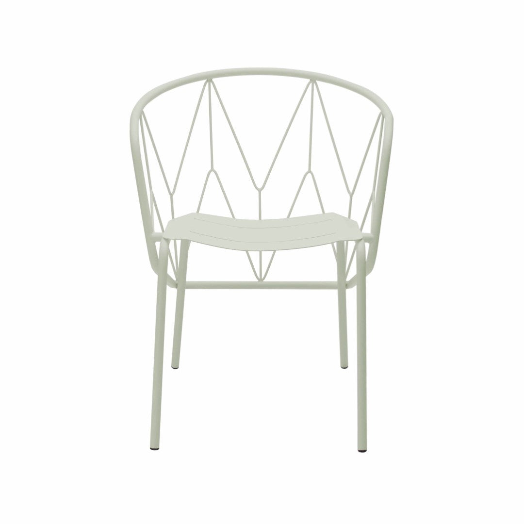 ATAMAN MESH-Gartenstuhl-mit Stahlgitter-beige-vorne