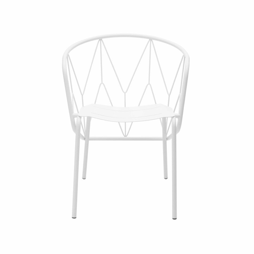 ATAMAN MESH-Gartenstuhl-mit Stahlgitter-weiss-vorne