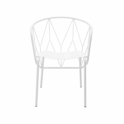 ATAMAN MESH-Gartenstuhl-mit Stahlgitter-weiss-vorne