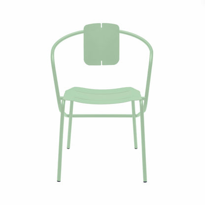 ATAMAN MINIMALIST-Designer-Gartenstuhl mit Armlehnen aus pulverbeschichtetem Edelstahl-hellgrün-vorne