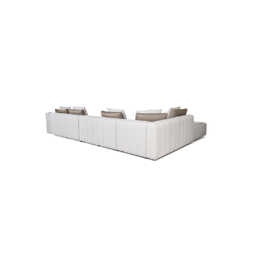 ELORA-Designersofa, Gestell aus Massivholz mit Stoffpolsterung-rücken links