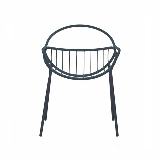 NUVOLETTA-Designer Gartenstuhl Nuvoletta ohne Armlehnen aus pulverbeschichtetem Edelstahl und einem Stoffseilgeflecht-schwartz-vorne