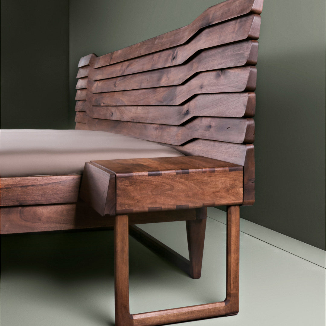 TALAS-Designer Bett aus Massivholz-detail Nachttisch