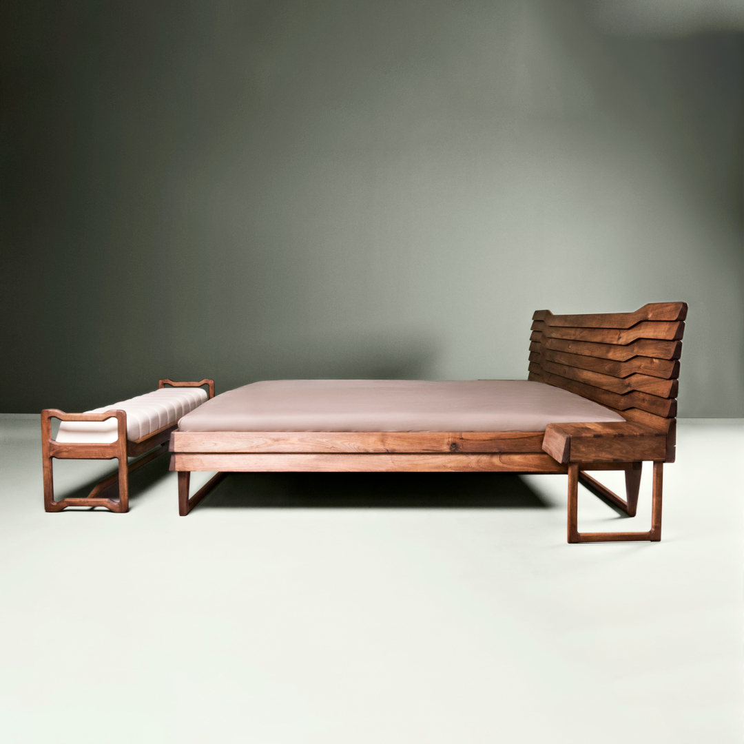 TALAS-Designer Bett aus Massivholz-seitenansicht